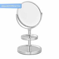 Зеркало косметическое настольное хромированное  с полочками для украшений